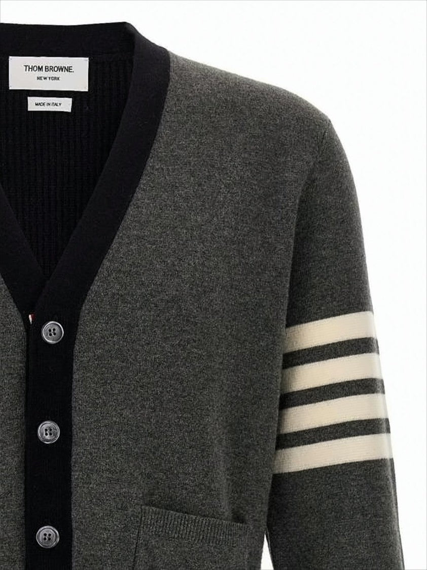 Thom Browne Classic V-Neck Cardigan With Striped Detailing