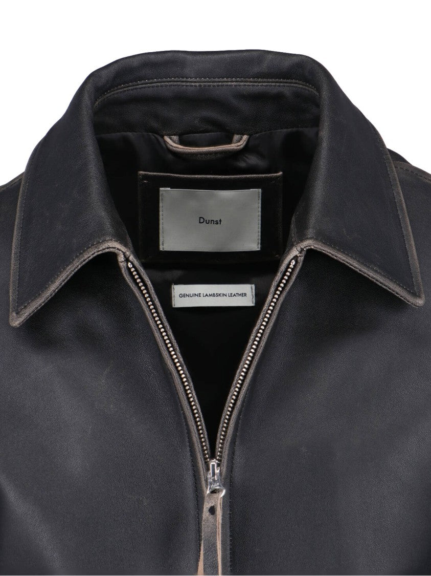 Dunst Black Lambskin Bomber Jacket