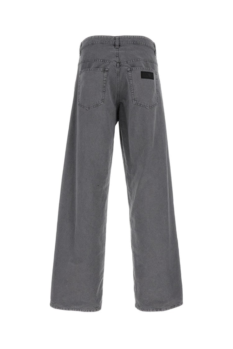 Mm6 By Maison Margiela Wide-Leg 5-Pocket Denim Trousers With Distinctive Logo Patch