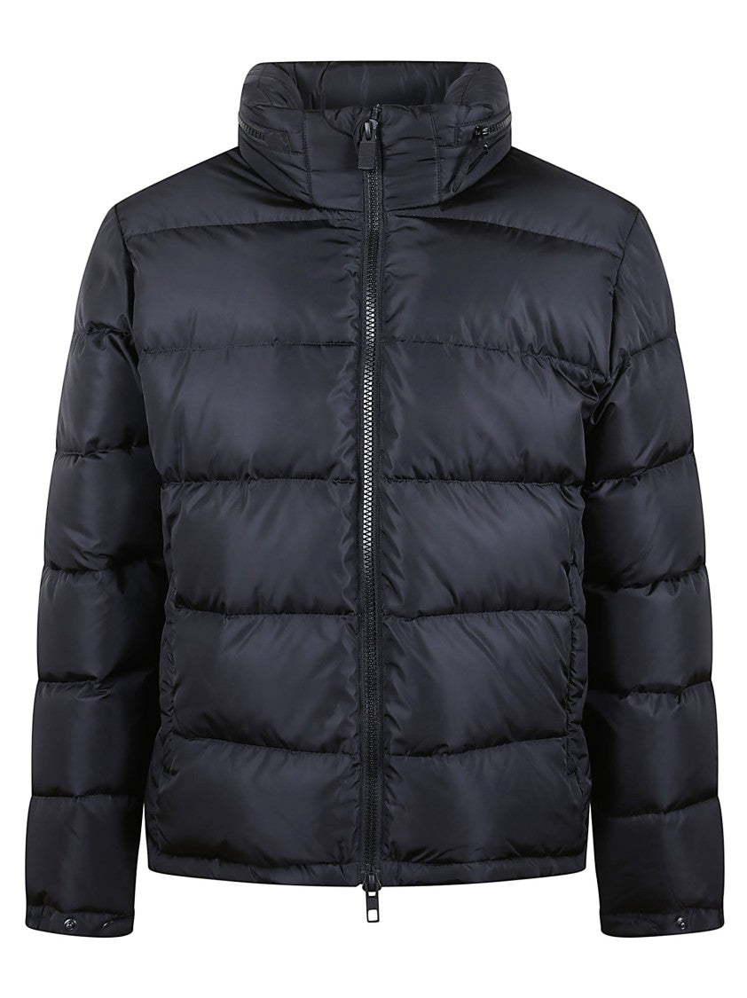 Aspesi Horizontal Quilted Down Jacket With Removable Hood And Zip Pockets