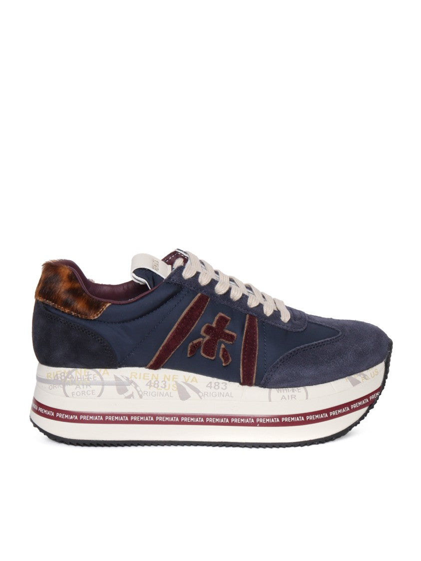 Premiata Layered Low-Top Sneakers With Calf Leather And Polyamide