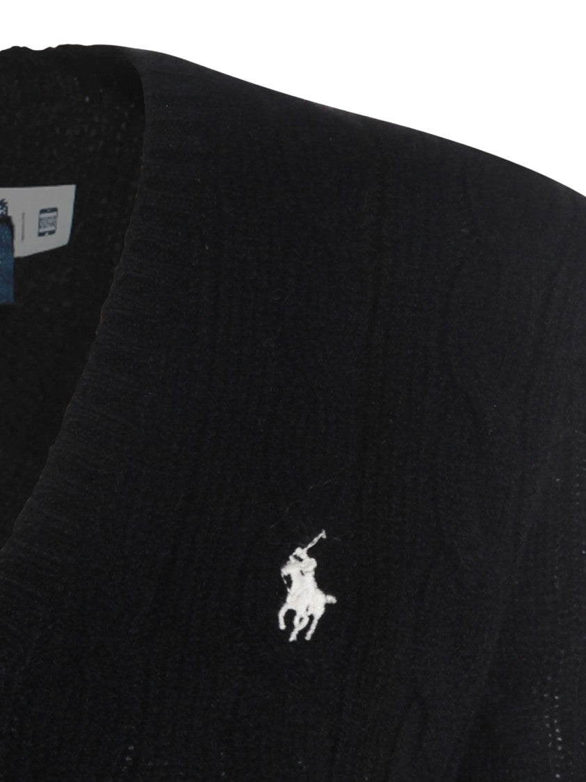 Polo Ralph Lauren Black Cable-Knit V-Neck Sweater
