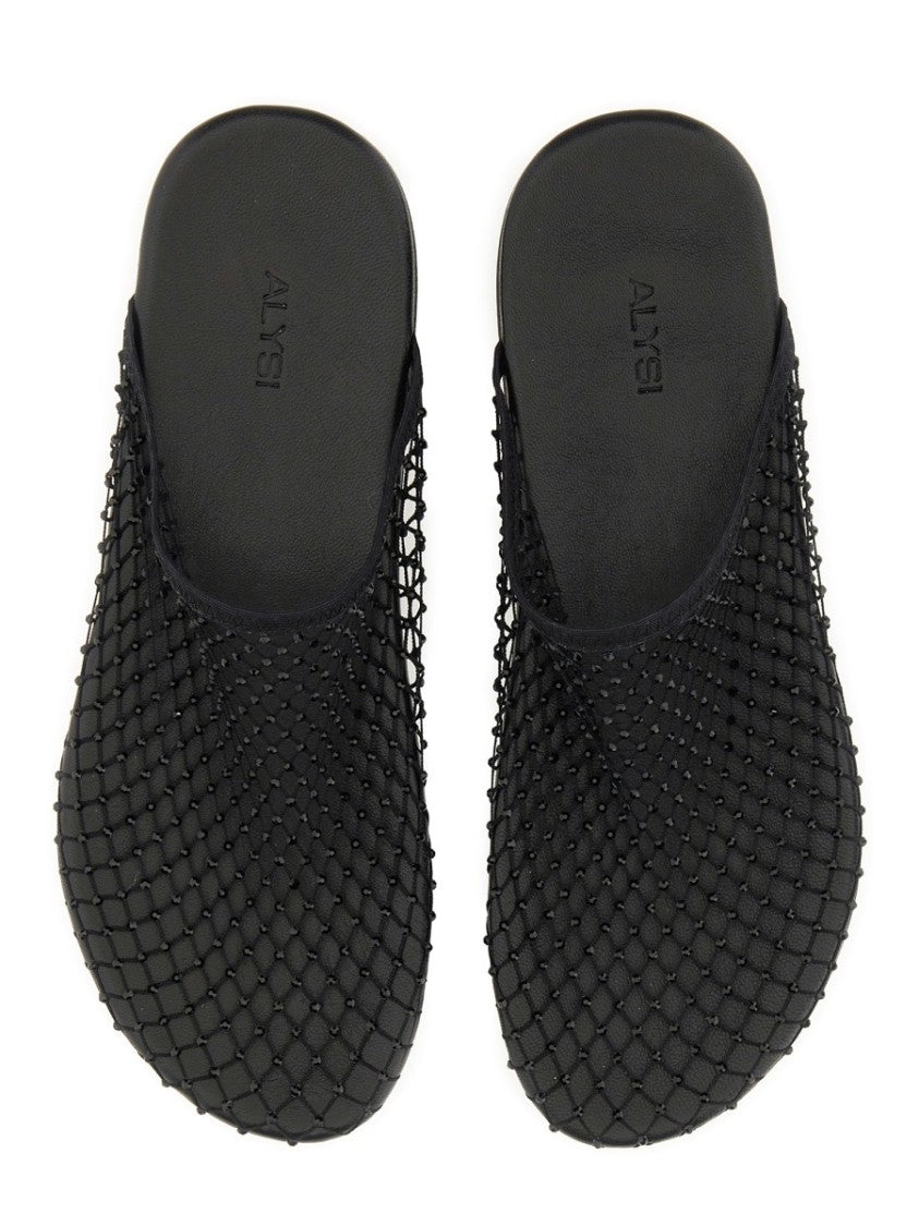 Alysi Black Mesh Slip-On Sabot In Mesh
