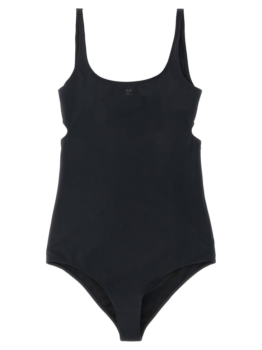 Courrèges Minimalist One-Piece Swimsuit With Back Cut-Out And Logo
