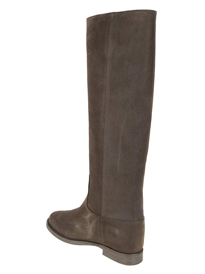 Via Roma 15 Rich Brown Leather Ankle Boots With Gold-Tone Accent