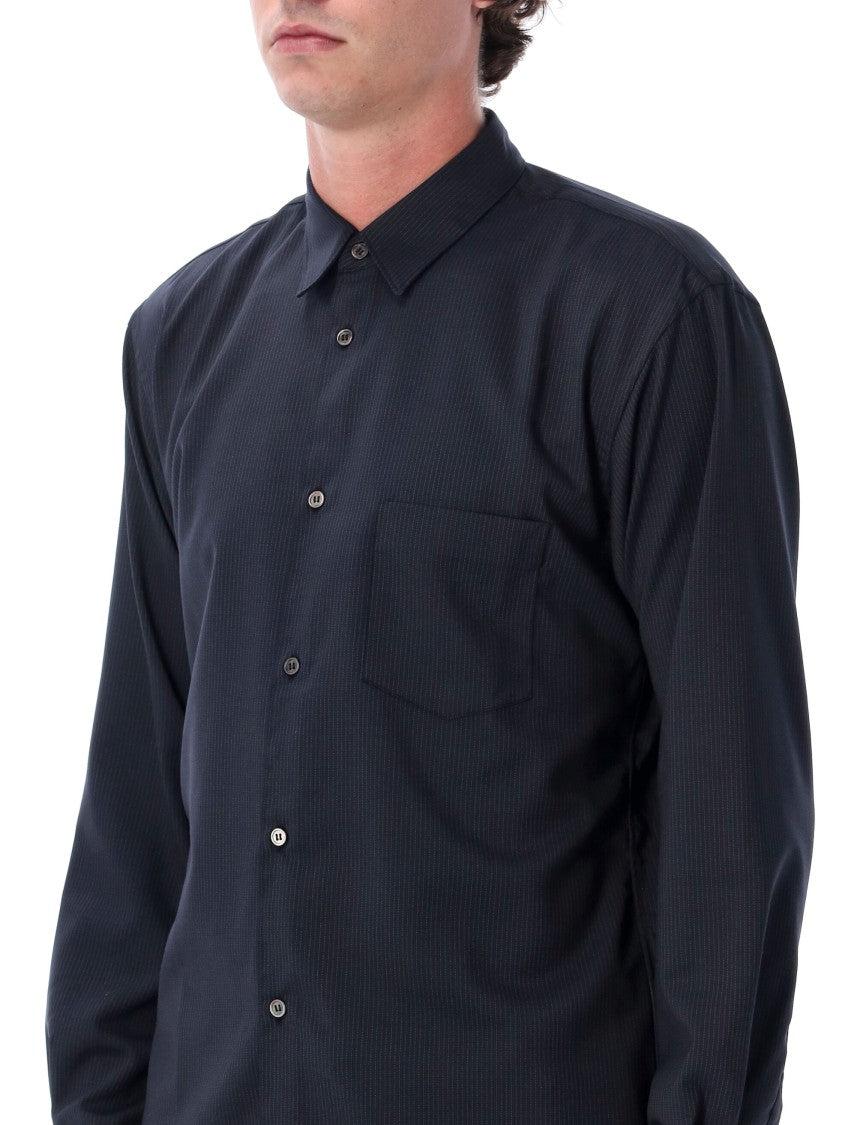 Comme Des Garçons Pinstripe Long-Sleeve Cotton-Blend Shirt