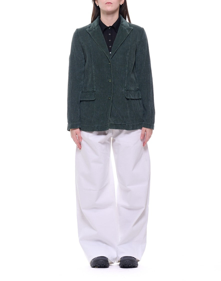 Transit Single-Breasted Green Cotton Corduroy Blazer