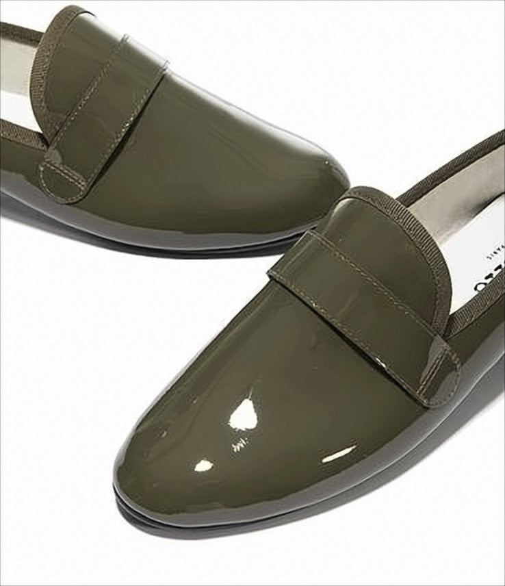 Repetto Green Calfskin Loafers With Strap Detail