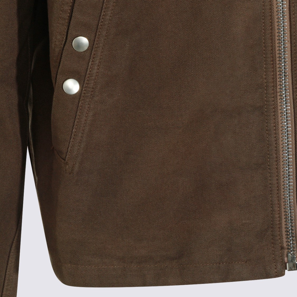 Drkshdw By Rick Owens Minimalist Brown Jacket With Classic Collar And Silver Accents