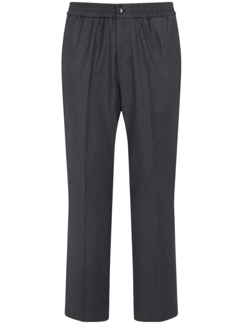 Ami Paris Smooth Wool Elasticated Waist Straight-Leg Pants