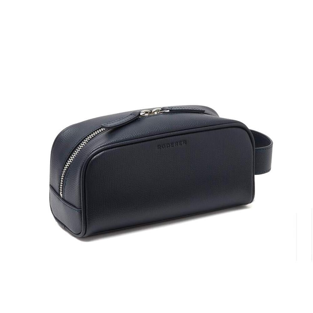 Roderer Award Mini Wash Bag - Italian Leather Navy Blue