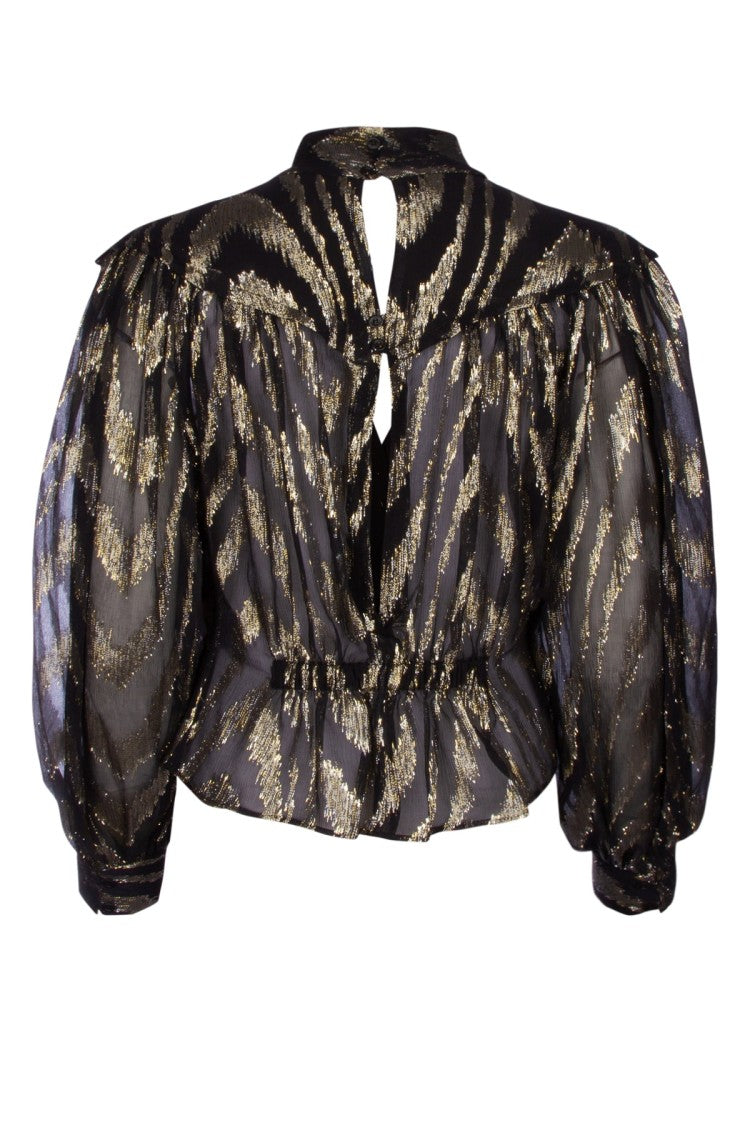Iro Cropped Blouse With Voluminous Puff Sleeves