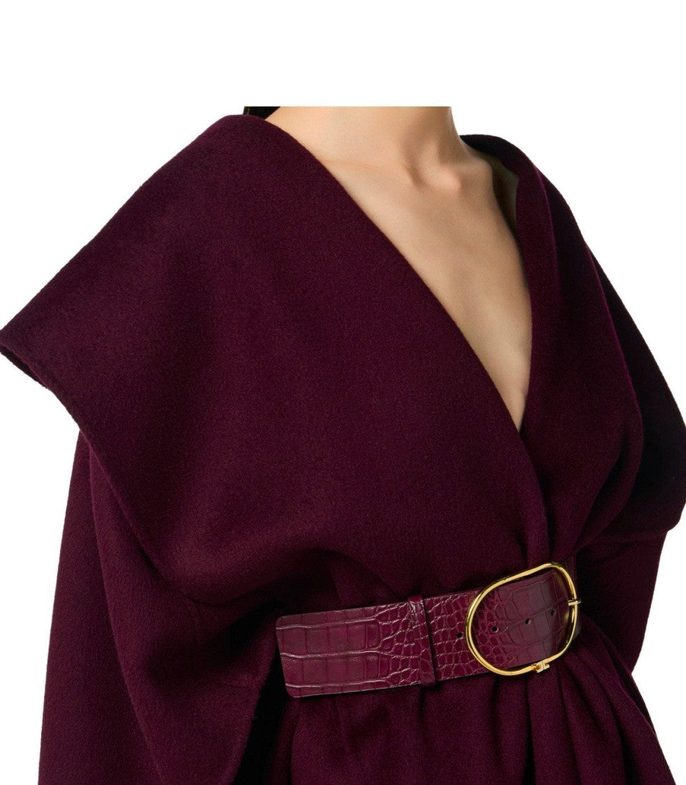Elisabetta Franchi Merlot Belted Cape