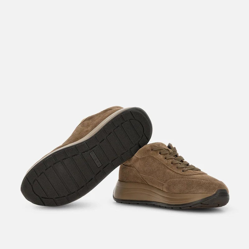 Hogan Beige Dark Calfskin Low-Top Sneakers