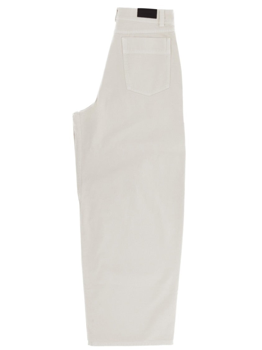 Lemaire White Cotton High-Waist Wide-Leg Pants