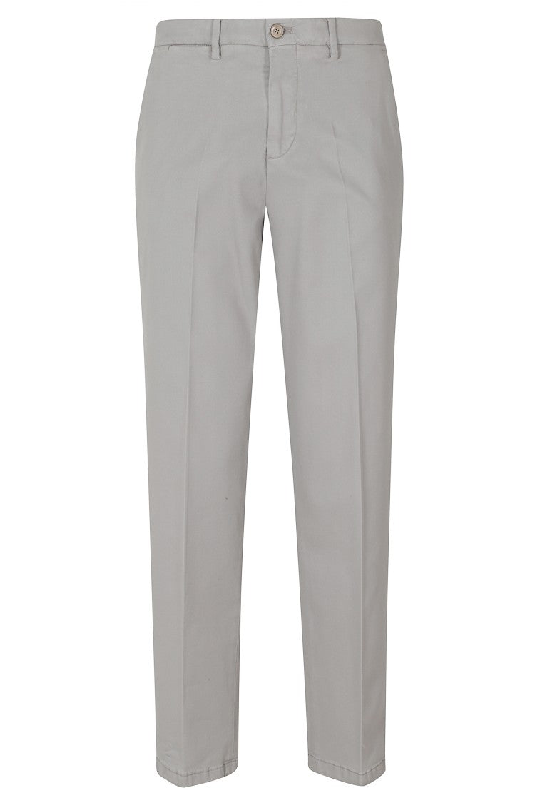 Briglia Gray Straight-Leg Tailored Cotton-Blend Pants