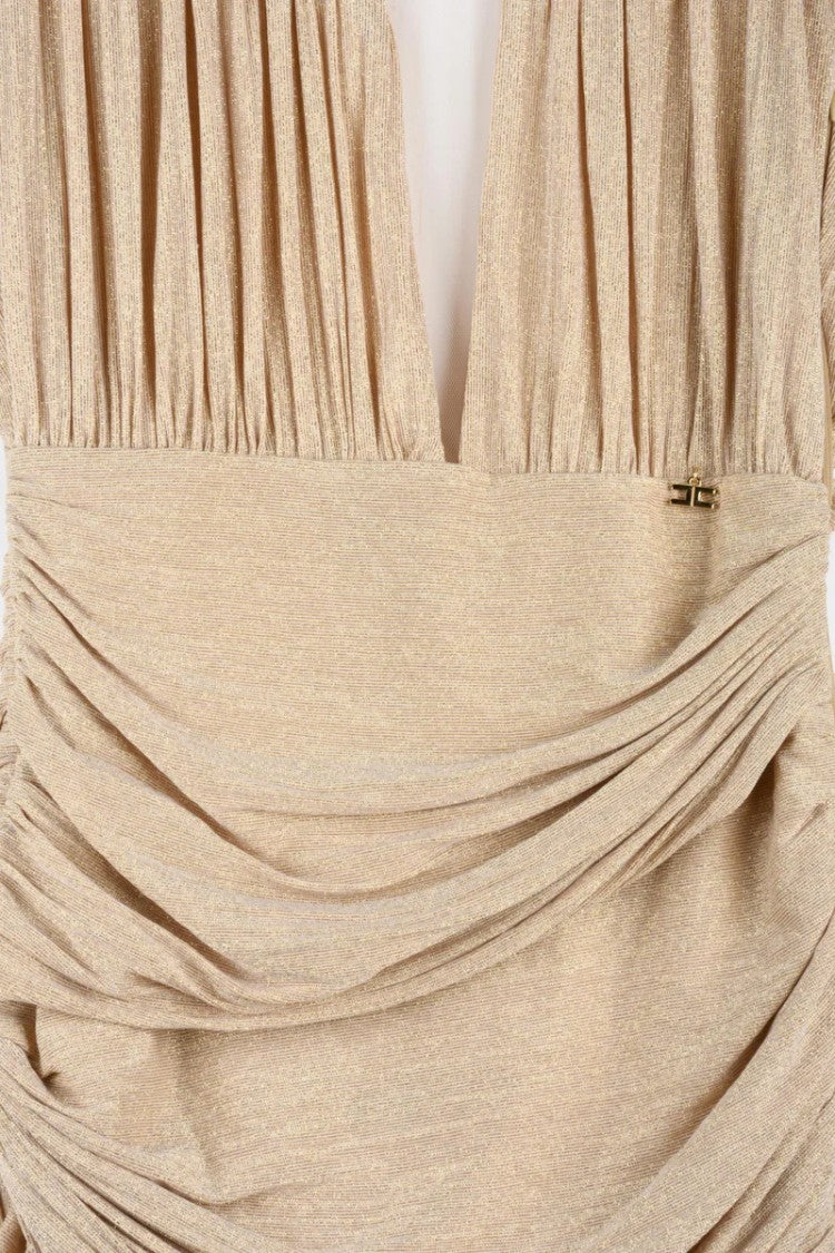 Elisabetta Franchi Mini Dress Lamé - Beige