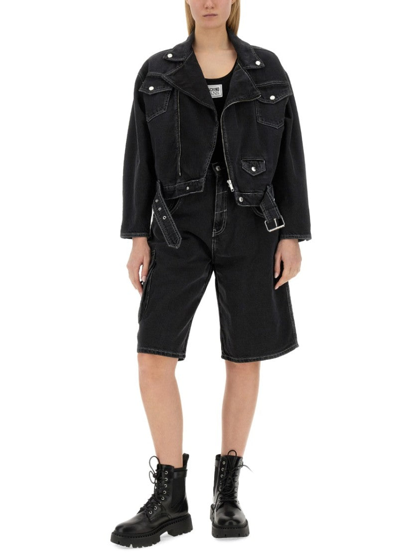 Moschino Cropped Black Denim Jacket