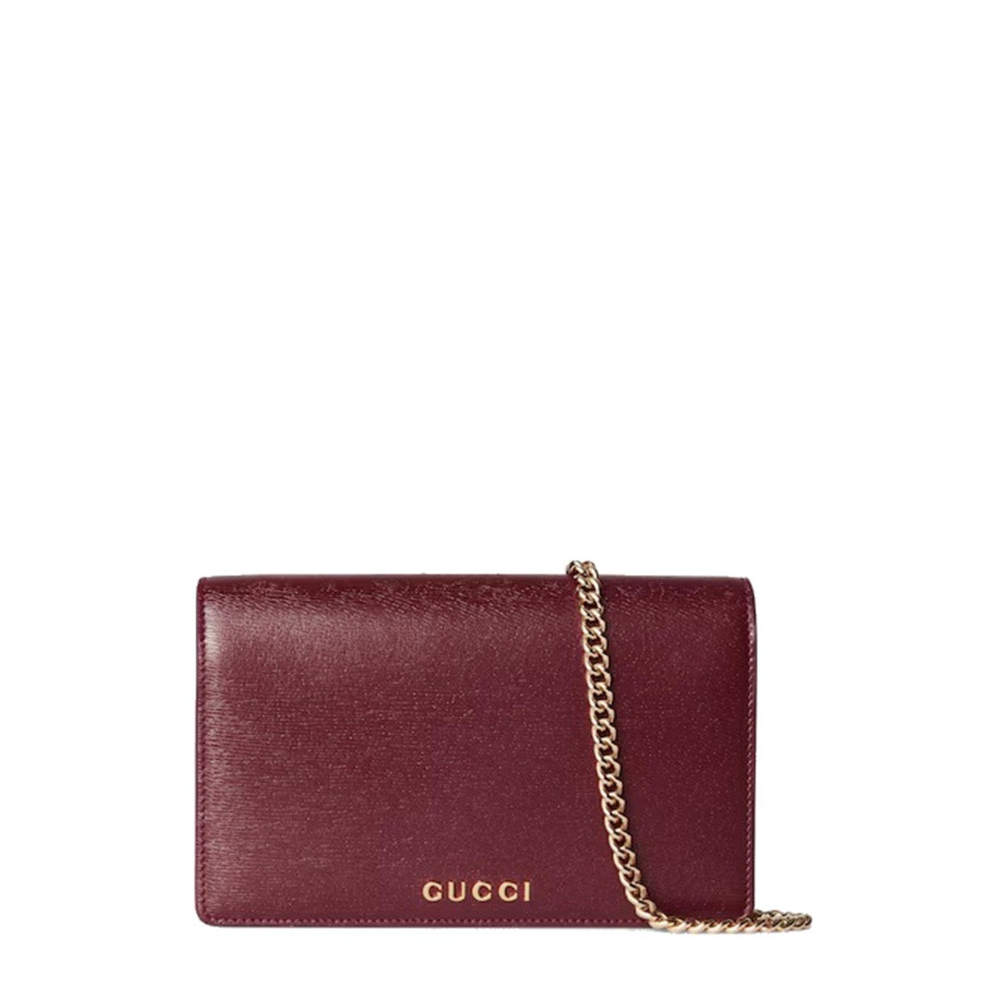 Gucci Red Calf Leather Wallet With Chain Strap