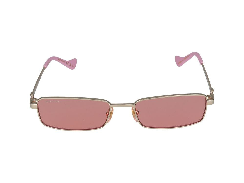 Gucci Gold Rectangular Metal Sunglasses