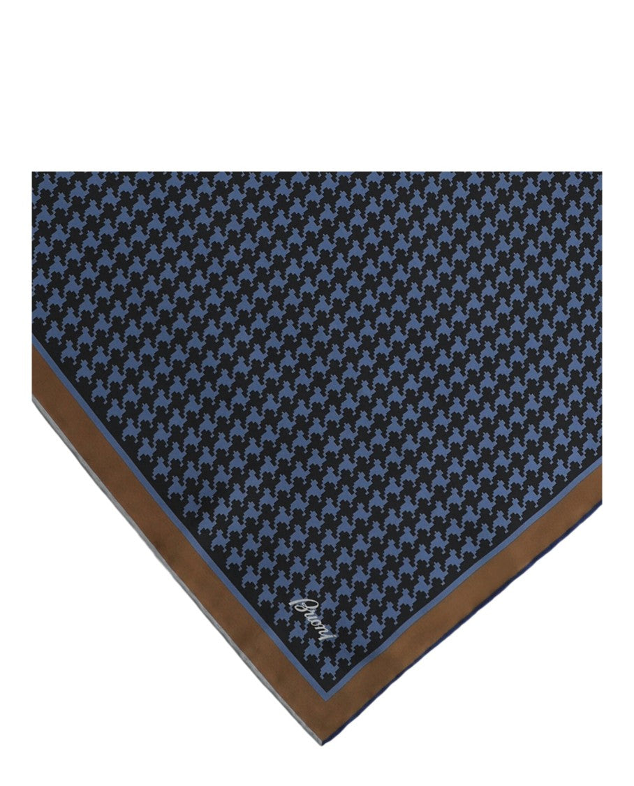 Brioni Classic Houndstooth Silk Pocket Square With Hand-Rolled Edges