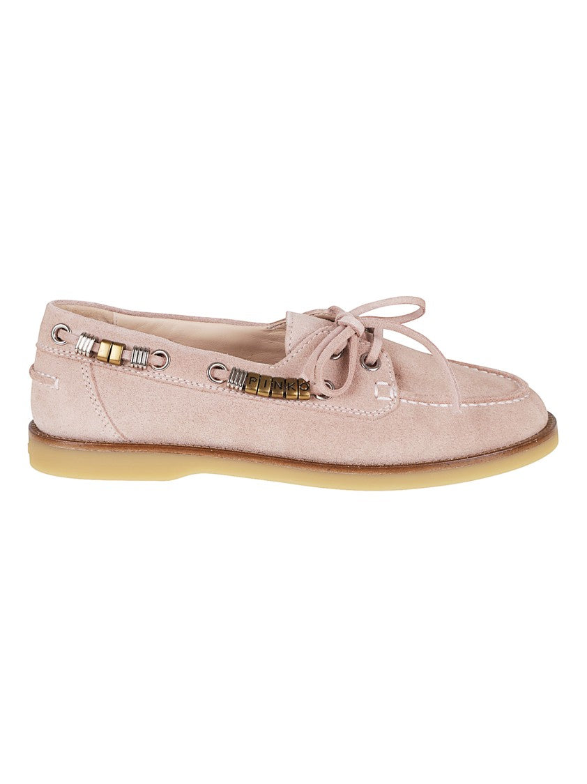 Pinko Nude Suede Leather Loafers