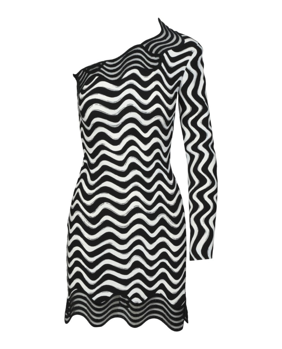 Stella Mccartney Wave-Print One-Shoulder Mini Dress