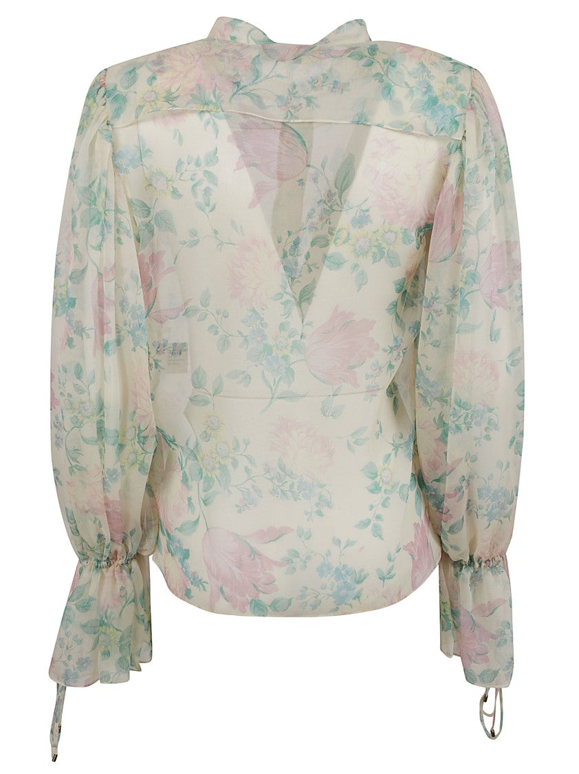 Chloé Semi-Sheer Floral Silk Blouse