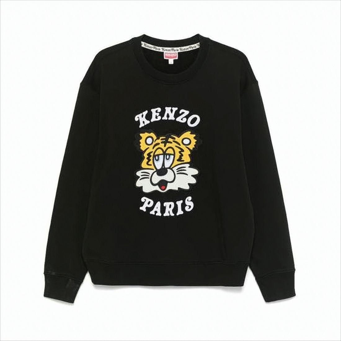 Kenzo Black Cotton Long-Sleeve Sweatshirt With Graphic Tiger Design