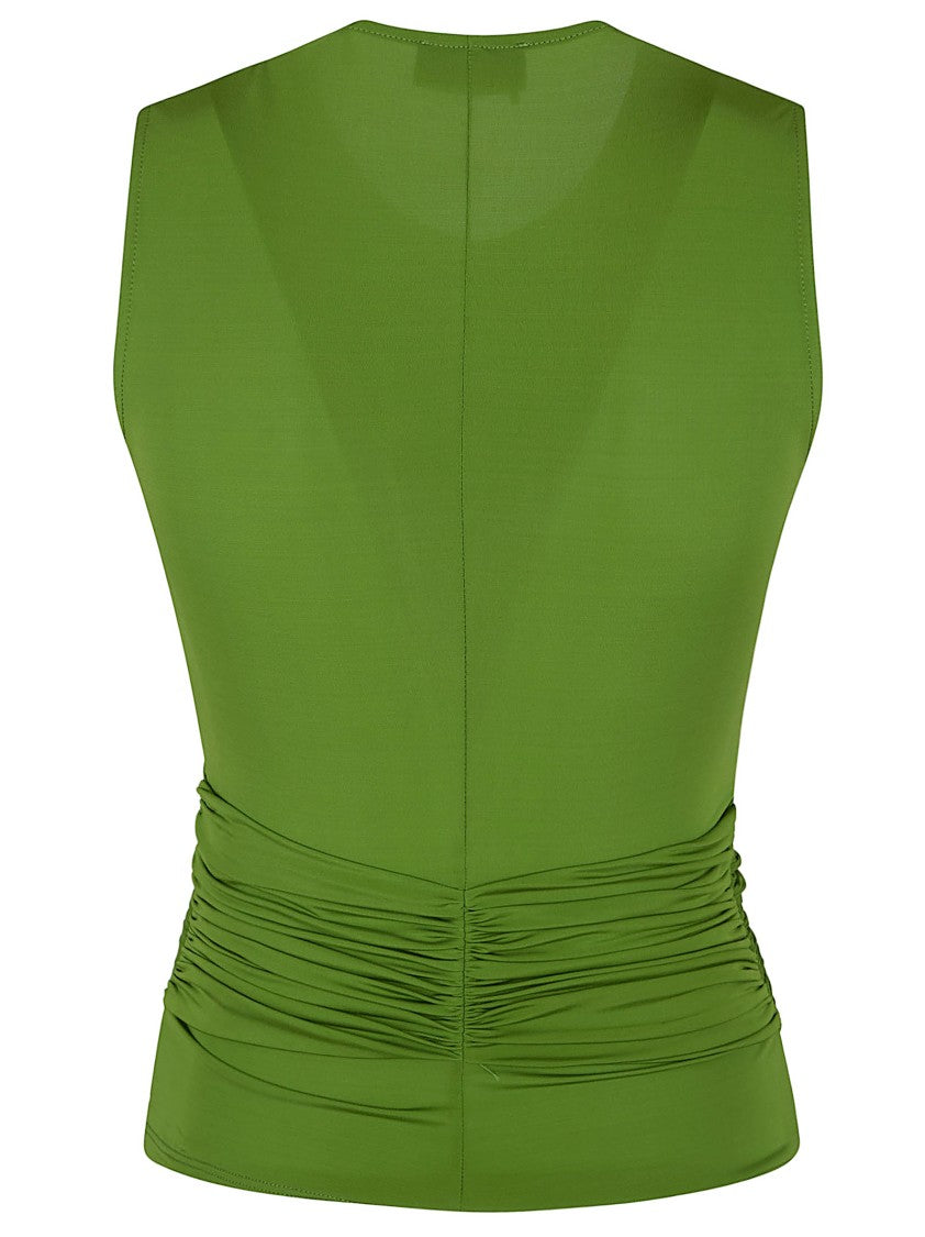 Elisabetta Franchi Sleeveless Viscose Top With Metallic Ring Detail