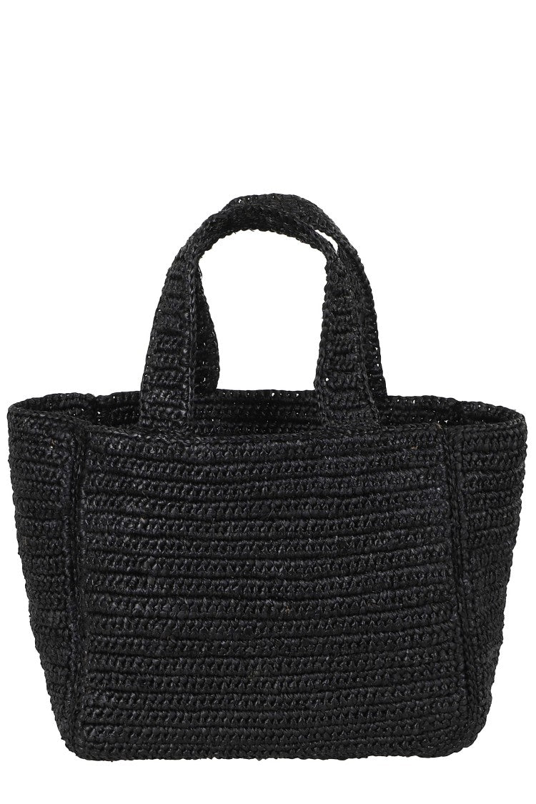 Manebi Black Zuma Small Woven Raffia Tote Bag