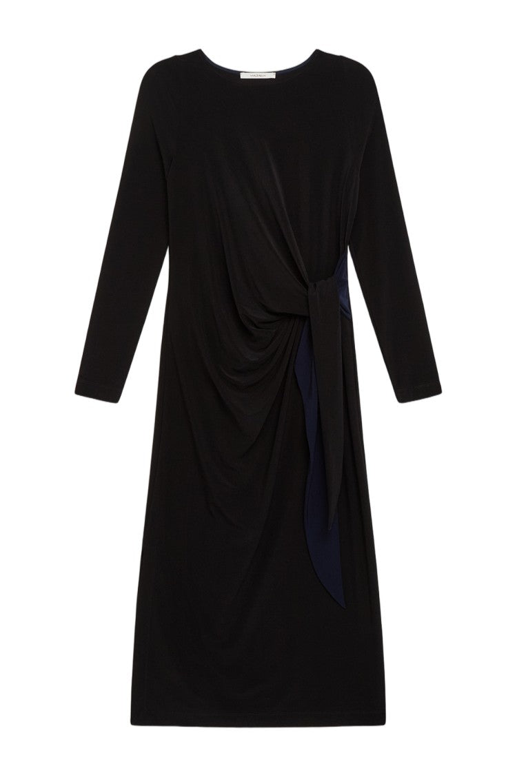 Maliparmi Technical Stretch Jersey V-Neck Belted Dress