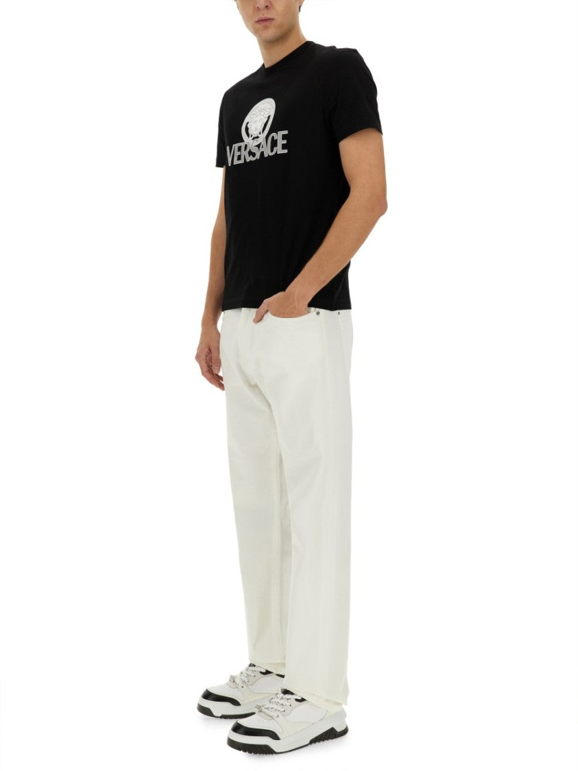 Versace Black Jersey Graphic Cotton T-Shirt