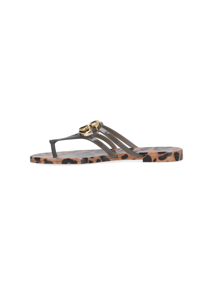 Dolce & Gabbana Multicolor Leopard Print Buckle Flat Sandals