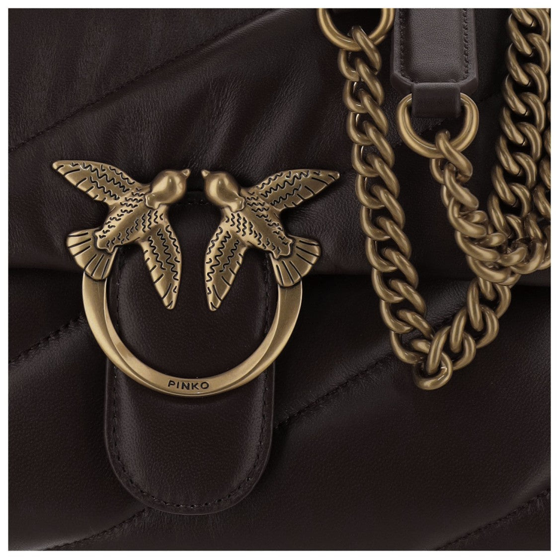 Pinko Quilted Nappa Leather Bag With Love Birds Buckle