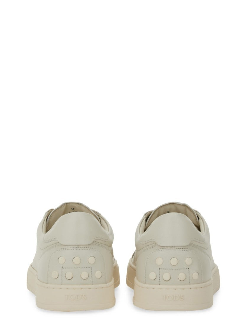 Tod's Low-Top Textured Accent Leather Sneakers