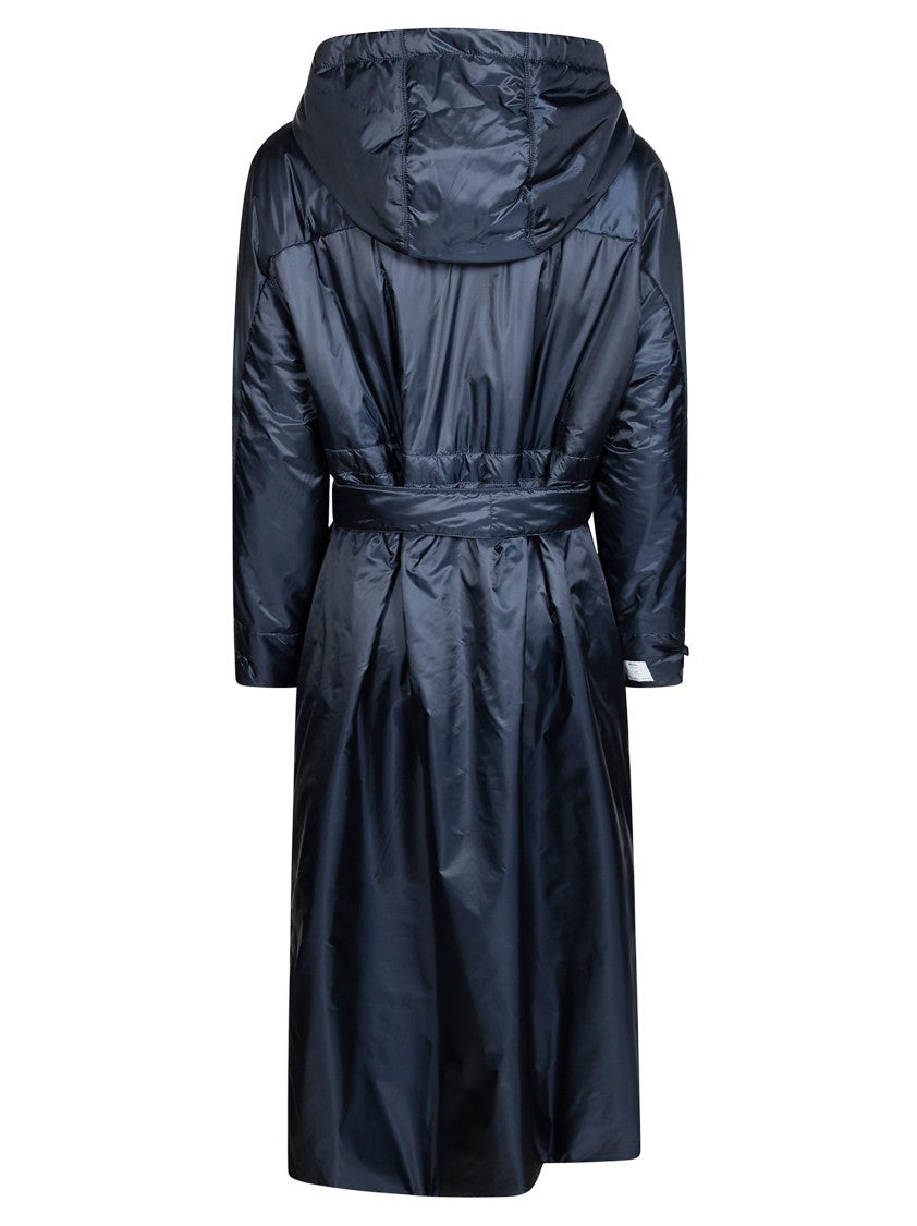 Max Mara Blue Mtcgreenpi Long Belted Padded Coat