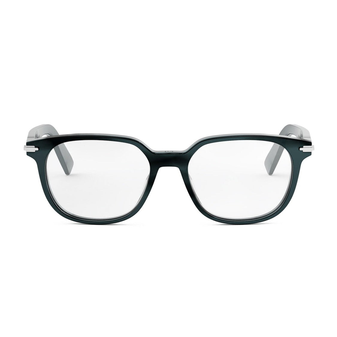 Dior Square Petrol Green Acetate Eyeglasses With Silver Accents