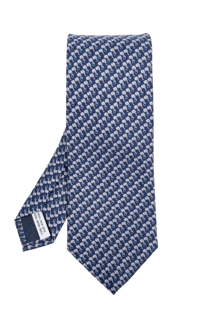 Ferragamo Handcrafted Navy Silk Tie
