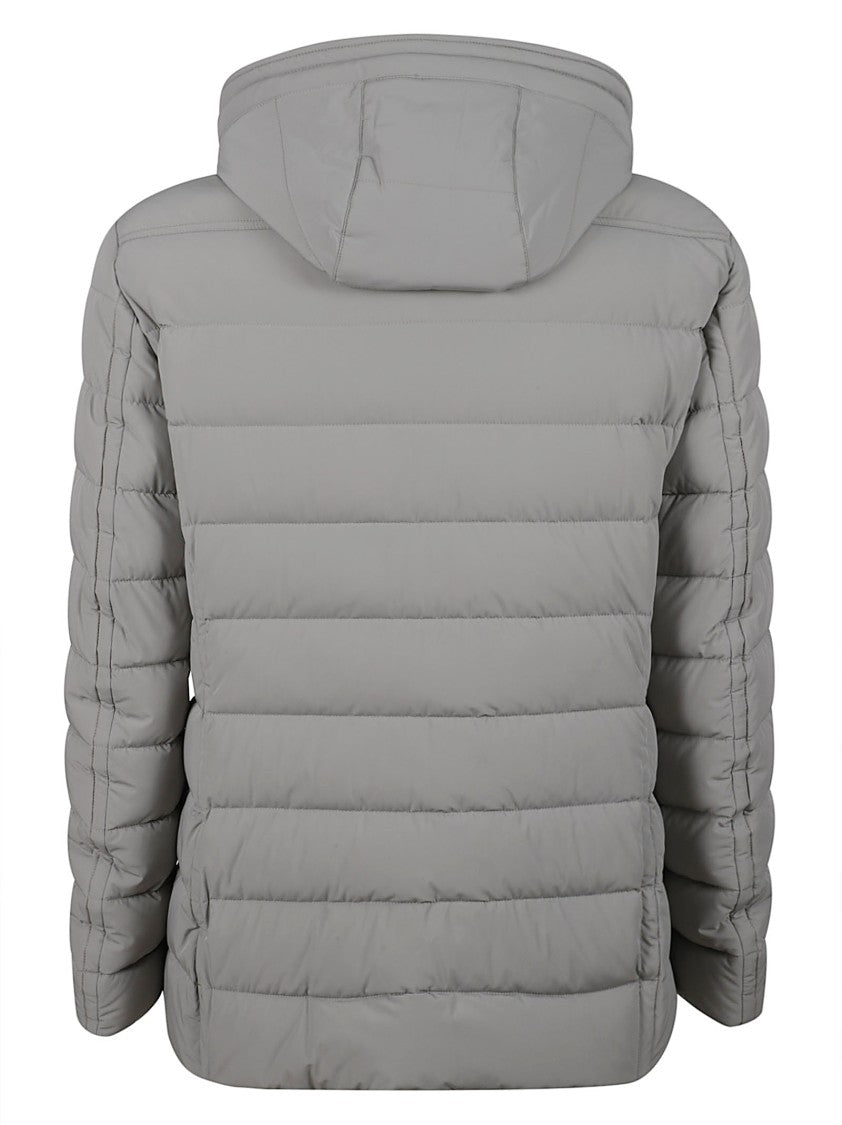 Moorer Classic Grey Goose Down Jacket With Wool-Cashmere Accents