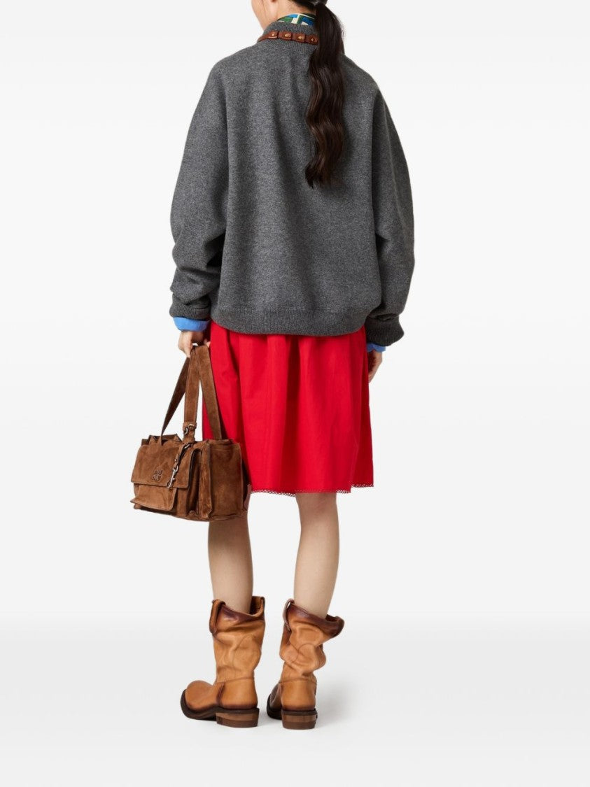 Miu Miu Cashmere-Jersey Intarsia Half-Zip Sweater