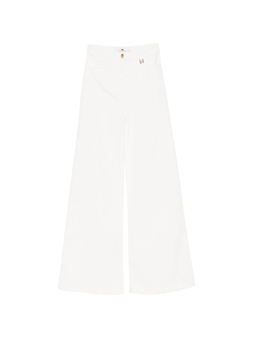 Elisabetta Franchi High-Waist Wide-Leg Jeans With Gold Accents
