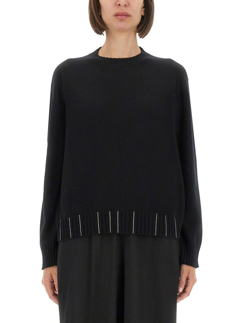 Fabiana Filippi Black Wool, Silk And Cashmere Sweater