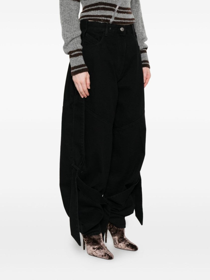 The Attico Voluminous Black Jeans With Unique Ties