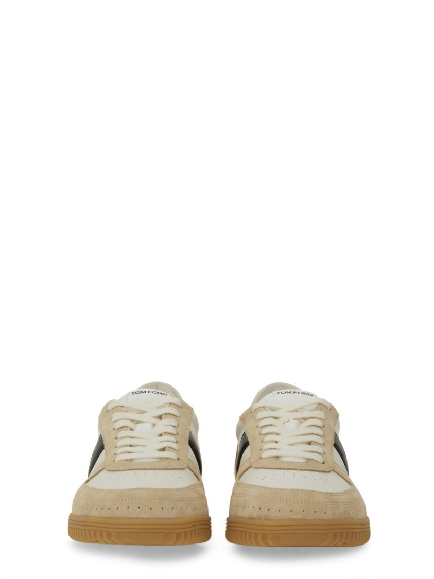 Tom Ford Calf Leather And Suede Sneakers With Contrasting Stripes
