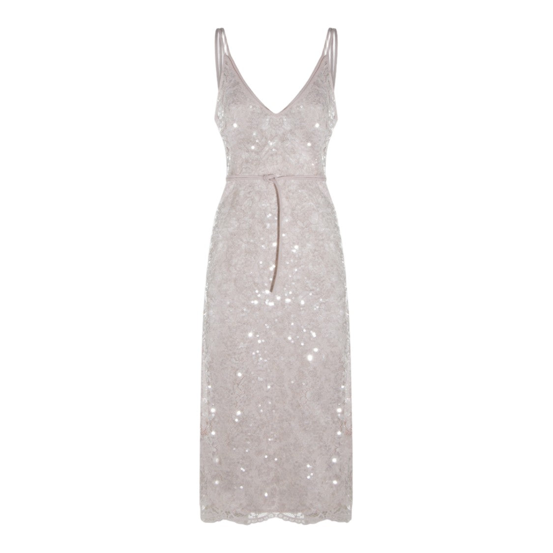 Twin-Set Midi Dress With Lace Overlay