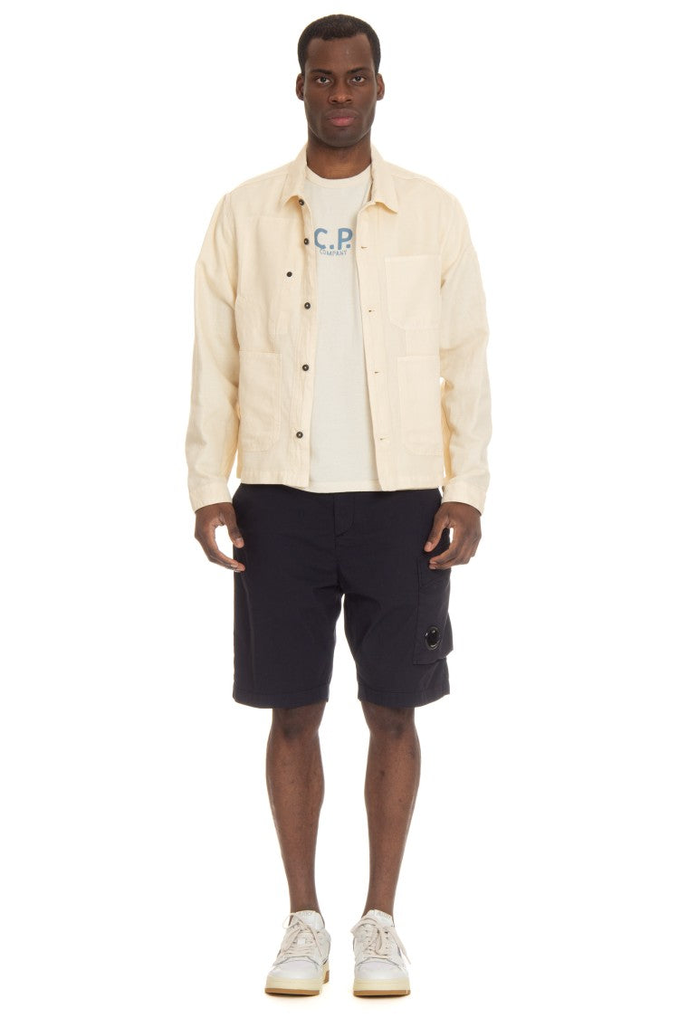 C.P. Company Casual Cotton-Linen Overshirt With Button Closure