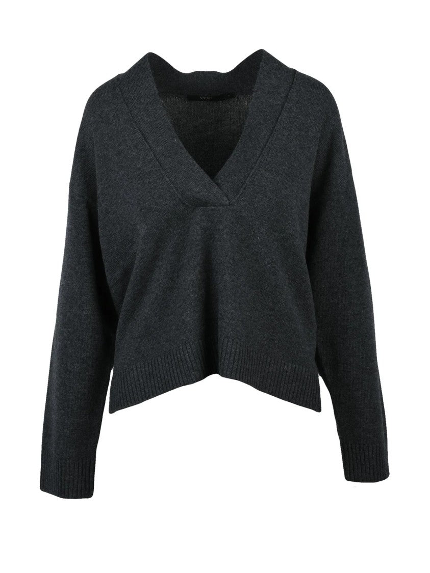 Seventy Wool Cashmere V-Neck Sweater With Ribbed Detailing