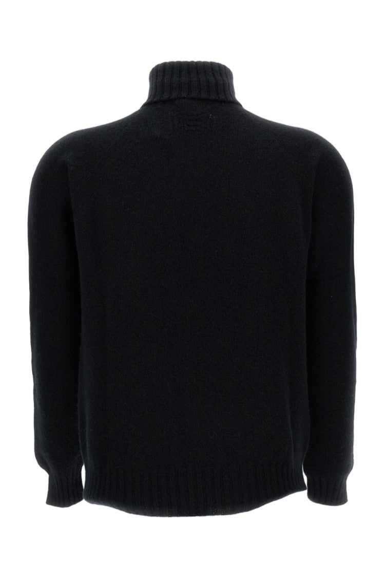 Drumohr Flat-Knit Wool Turtleneck Sweater With Ribbed Finishing