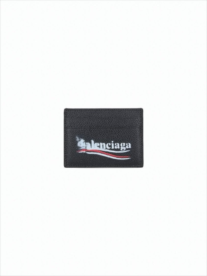 Balenciaga Textured Calf Leather Cardholder With Distressed Logo